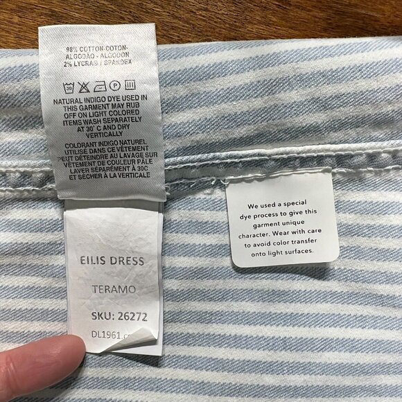 DL 1961 Tank Dress Big Girls Medium Blue White Striped Denim Eilis Button Up NEW - Picture 10 of 11